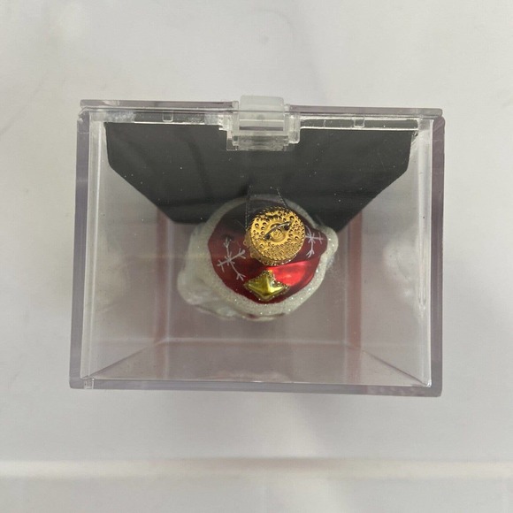 NIP Macys Holiday Lane Santa Head Christmas Ornament 3” Molded Glass Handmade - Picture 3 of 8
